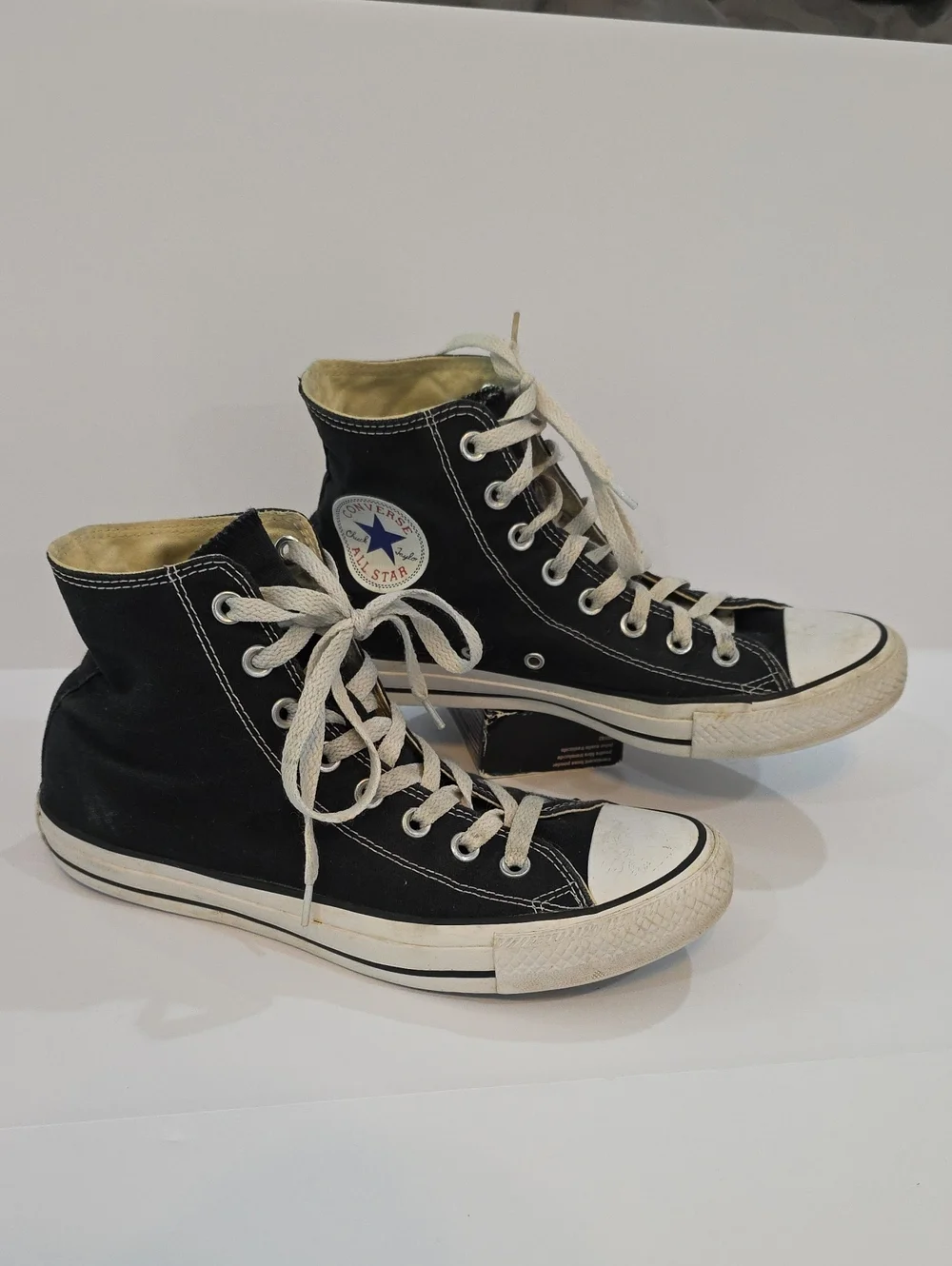 Converse All Star Women's Black High Top Sneakers with White Accents Size 8.5